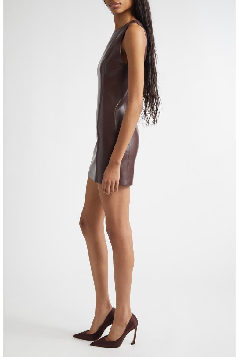 Faux Leather Sheath Minidress, Alternate, color, DARK CHOCOLATE