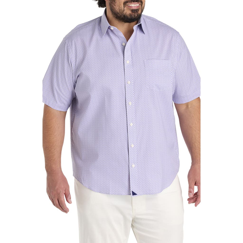 Untuckit Fit by Dxl Big & Tall Crofton Wrinkle-Free Performance Geometric Print Sport Shirt in Purple  product