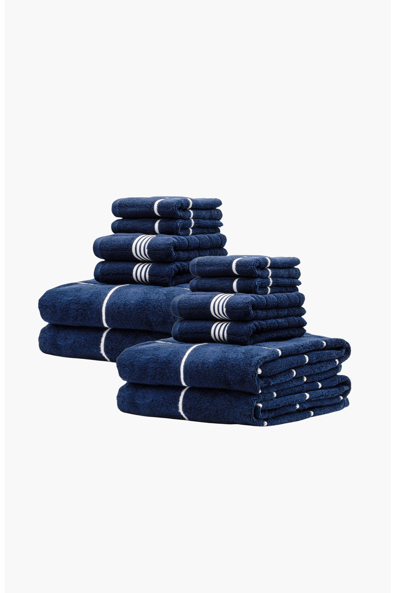 Miramar 12-Piece Bath Towel Family Set, Main, color, Navy / White