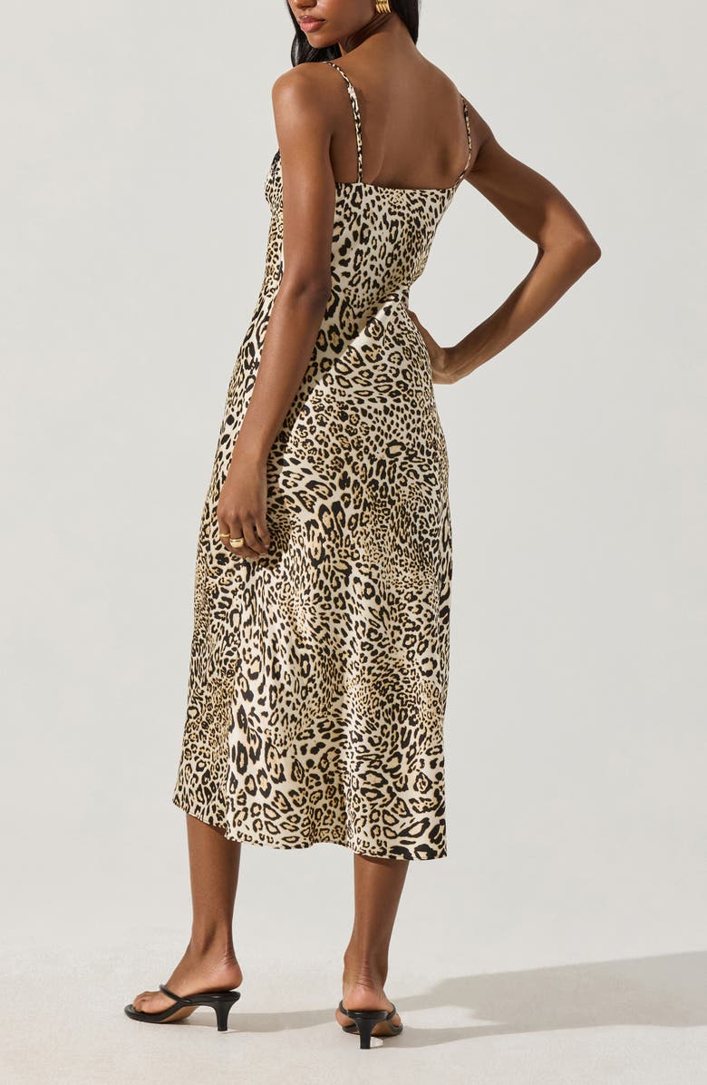 ASTR the Label Lace Trim Satin Slipdress, Alternate, color, Leopard Print