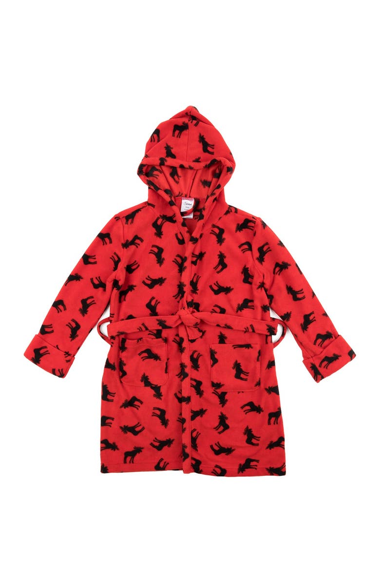 Leveret Red Moose Kids Fleece Robe, Main, color,