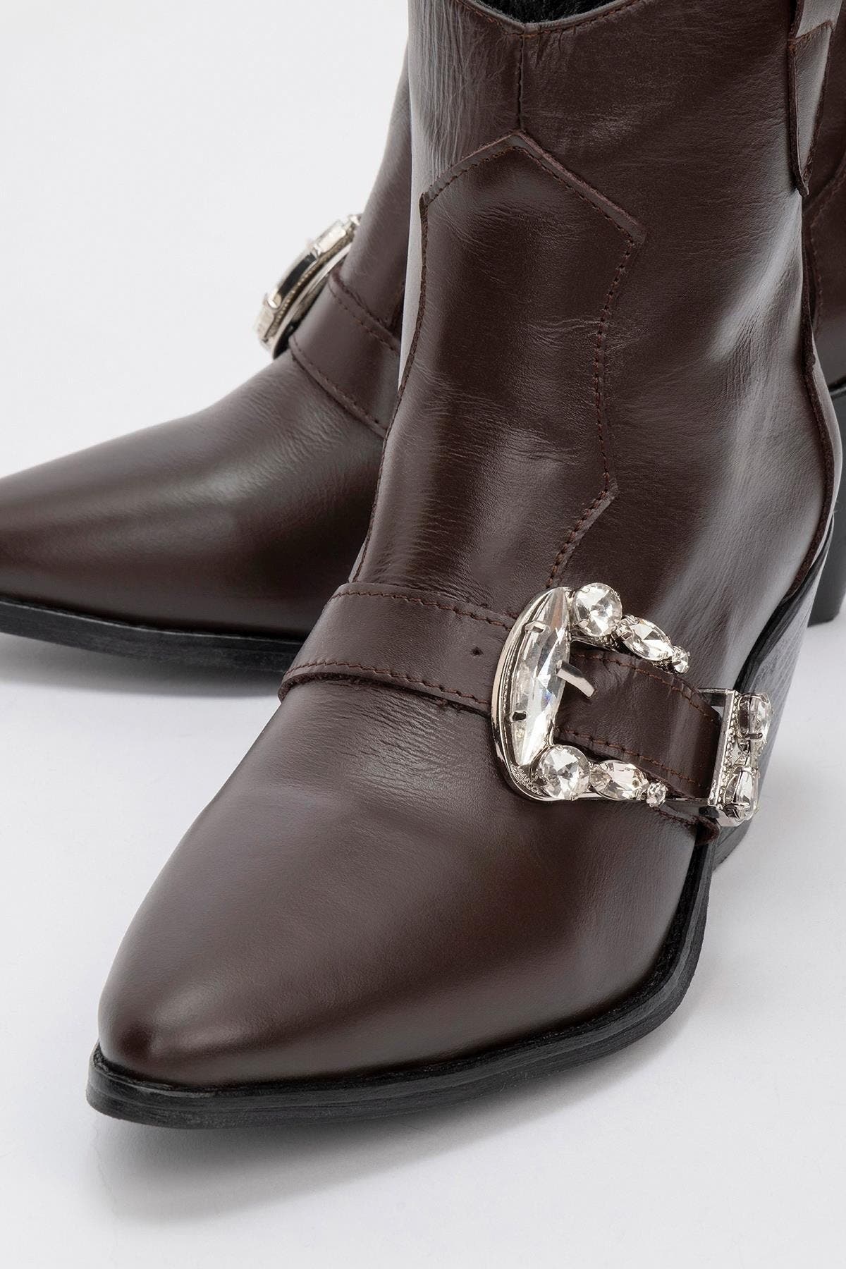 Forever & Always Shoes Any Leather Buckle Boot, Alternate, color, Brown Leather