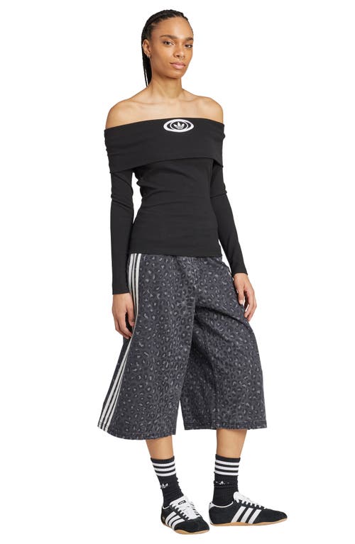 Adidas Originals Campus 2000 Off The Shoulder Top In Black