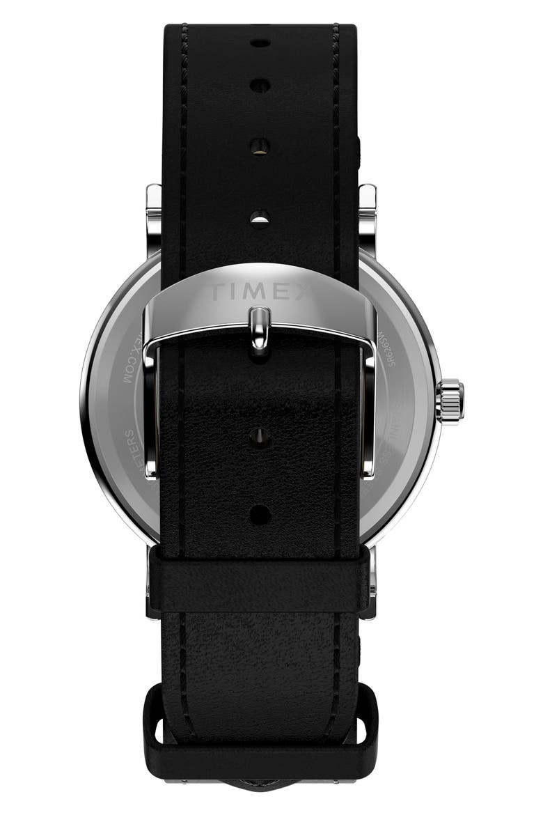 x Peanuts Weekender 75th Anniversary Edition Leather Strap Watch, 38mm, Alternate, color, BLACK