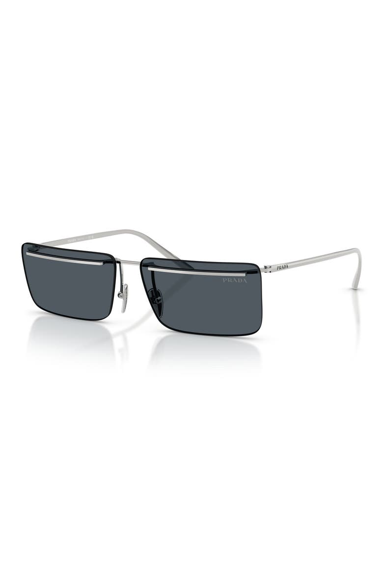 60mm Rectangular Sunglasses, Alternate, color, SILVER / DARK GREY