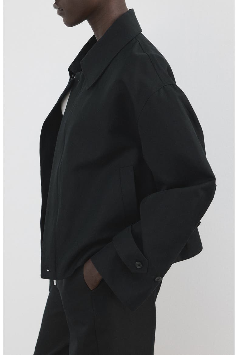 Cotton & Linen Twill Zip Jacket, Alternate, color, BLACK