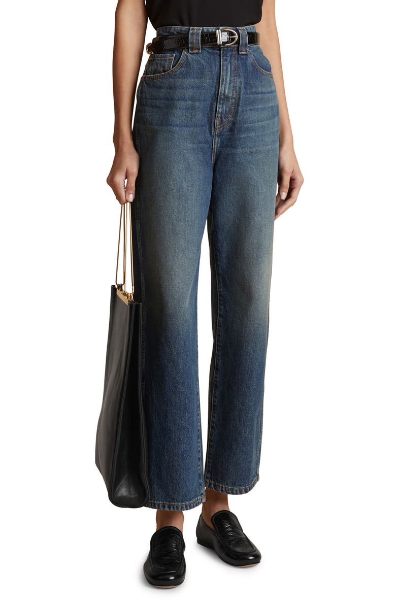 Khaite Shalbi High Waist Wide Leg Jeans, Alternate, color, 