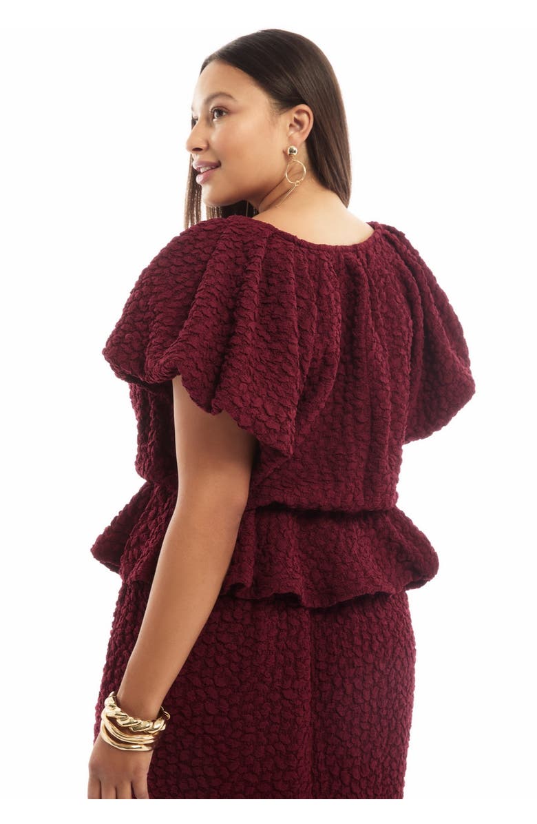June + Vie Textured Knit Peplum Top, Alternate, color, Pickled Beet