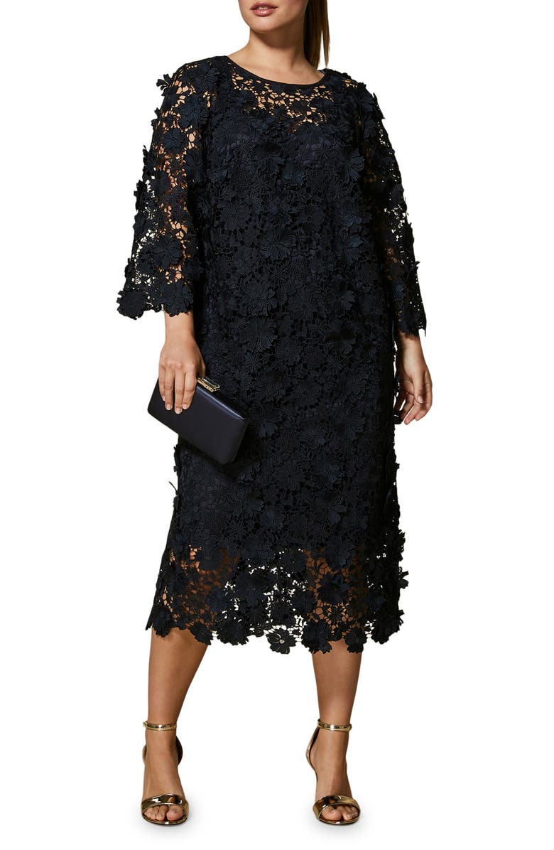 Marina Rinaldi Disco Macramé Lace Sheath Dress, Main, color, 