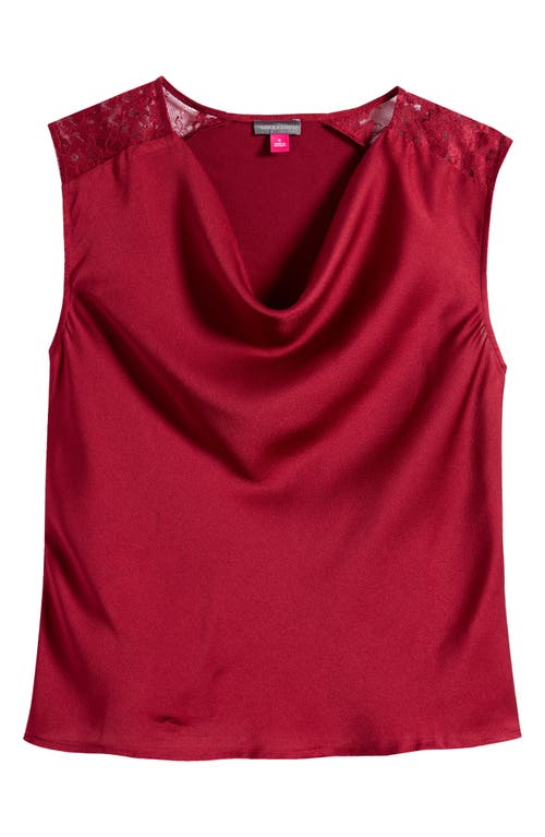 Vince Camuto Lace Trim Cowl Neck Sleeveless Top In Red