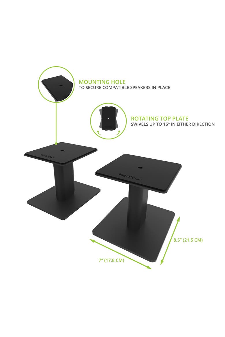 SP6HD 6" Universal Desktop Speaker Stands with Rotating Top Plates and Cable Management - Pair, Alternate, color, Black