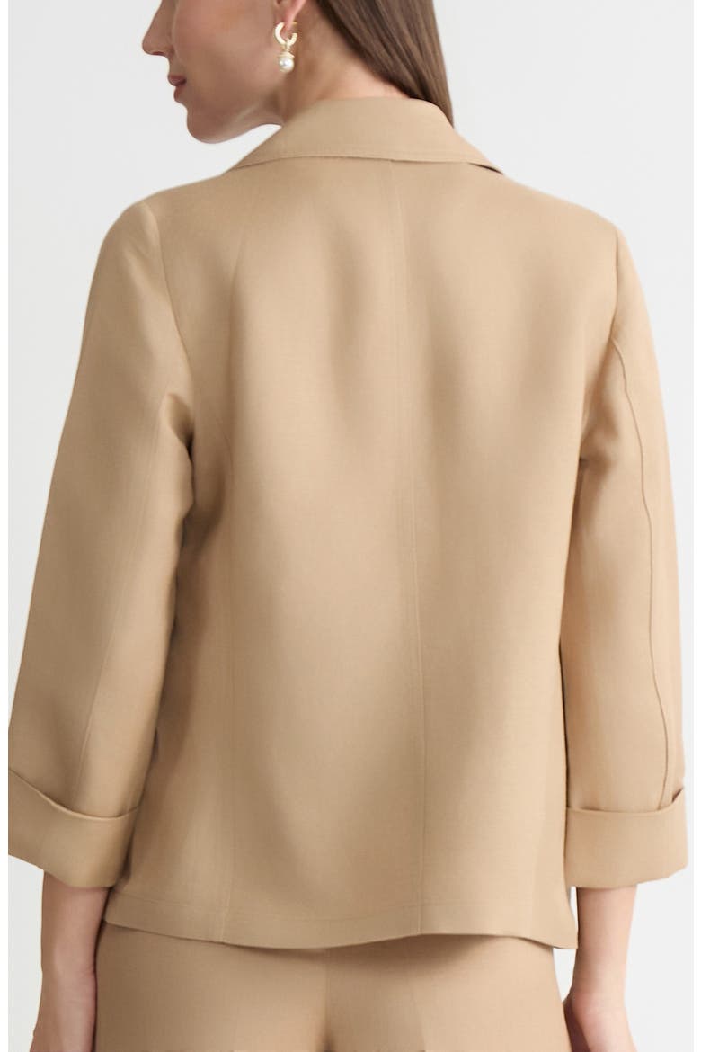 Seamed Open Front Linen Blend Jacket, Alternate, color, TOASTED WHEAT