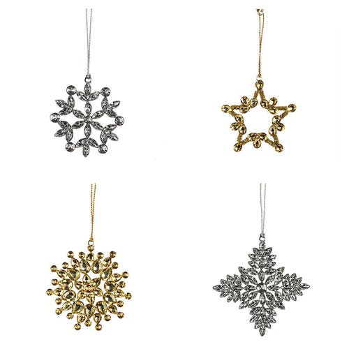 Cg Hunter Beaded Snowflake And Star Christmas Ornaments In Gold
