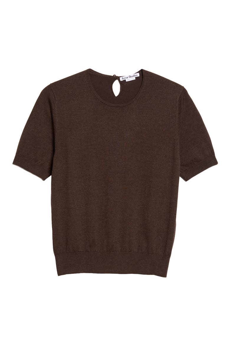 Superfine Silk Blend Keyhole Top, Main, color, DARK BROWN