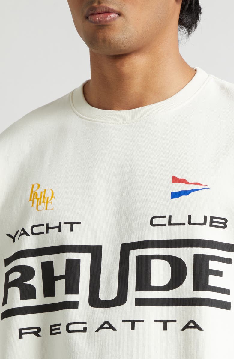 Rhude Regatta Club Graphic T-Shirt, Alternate, color, Vintage White/ Black/ Green