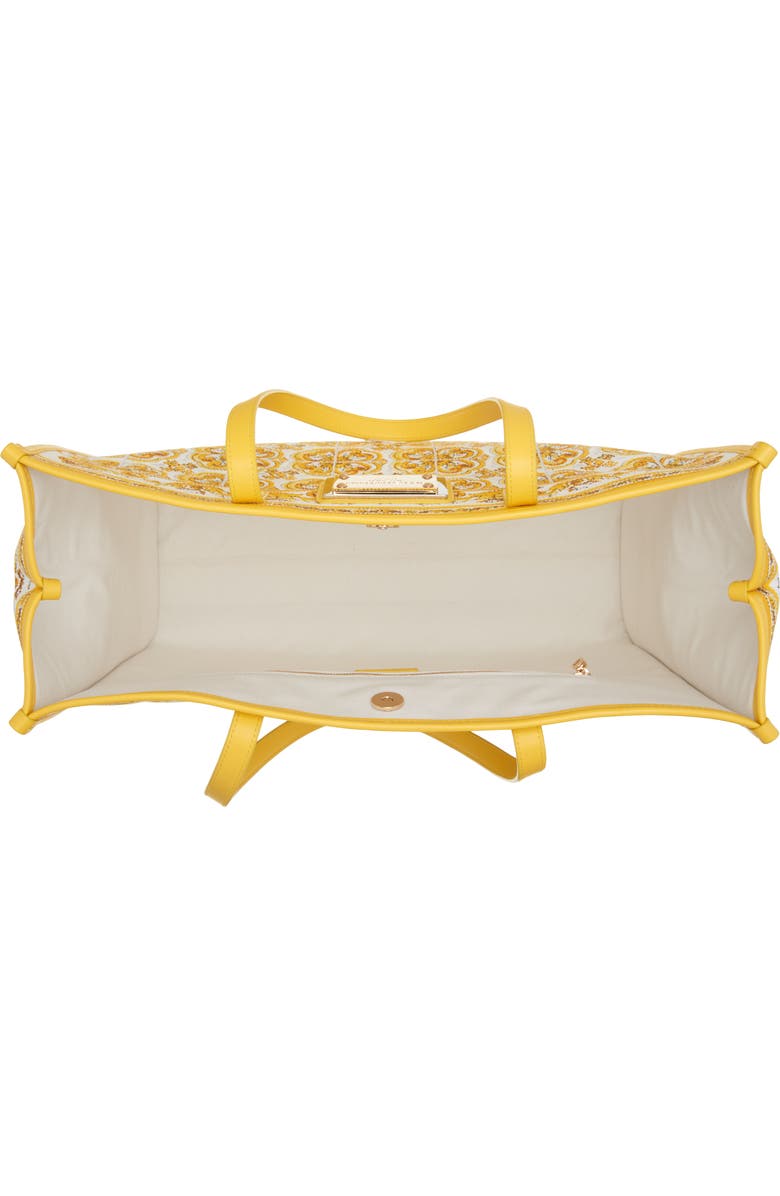 Dolce&Gabbana Majolica Print Canvas Shopper, Alternate, color, Azulejos Giallo