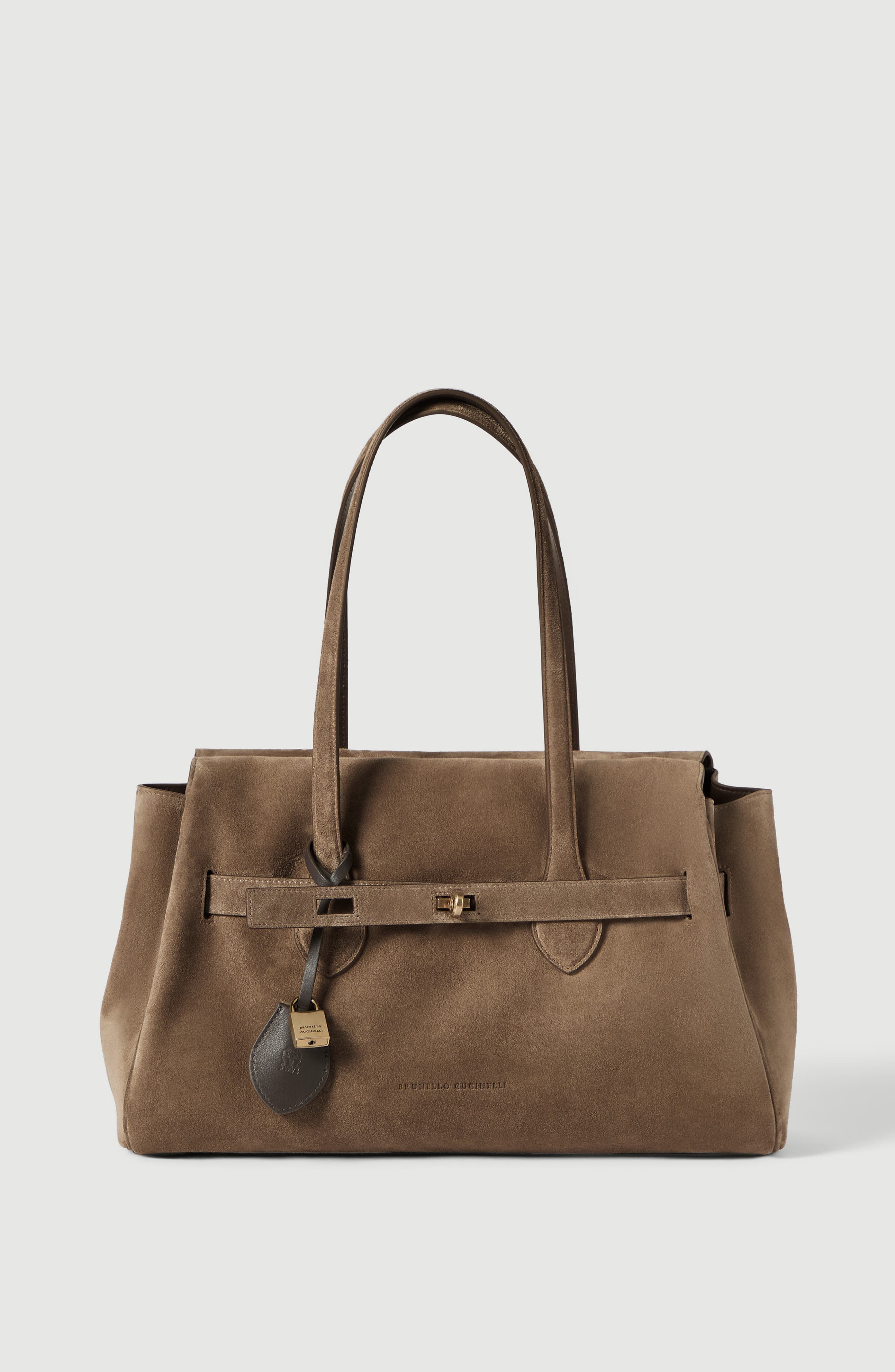 Explorer shoulder bag in suede, Main, color, Bark