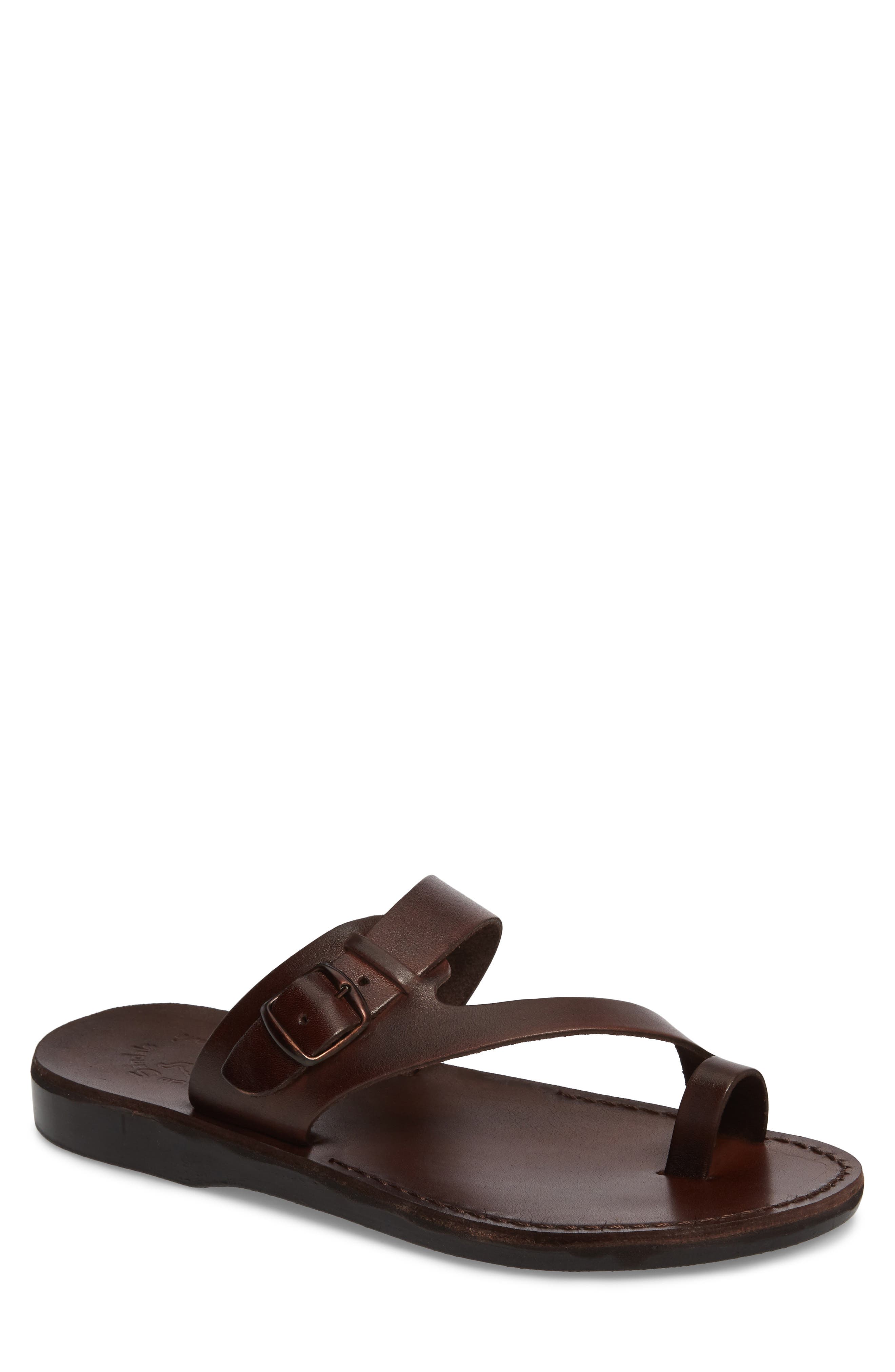 Abner Toe Loop Sandal, Main, color, BROWN LEATHER