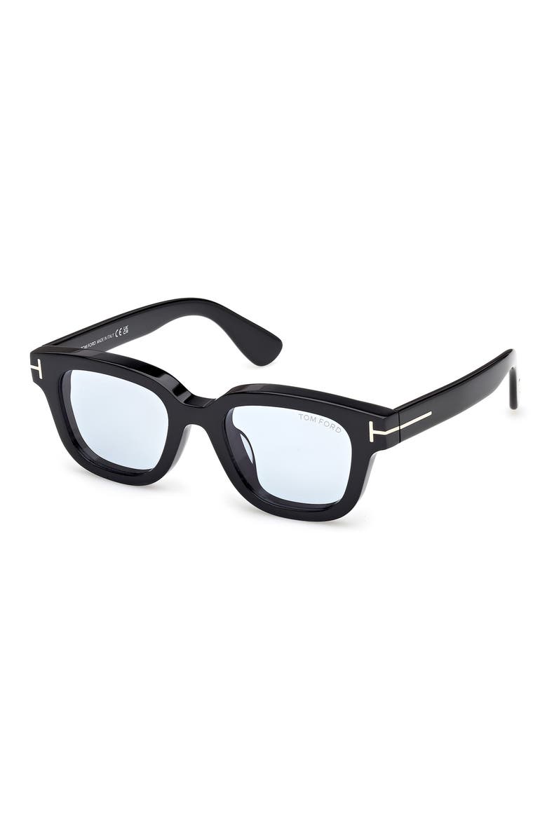 49mm Square Sunglasses, Alternate, color, SHINY BLACK / SMOKE