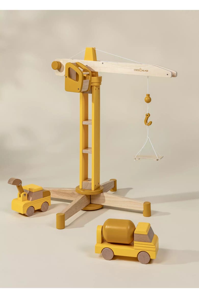 Oversized Wooden Construction Crane, Alternate, color, Natural Wood