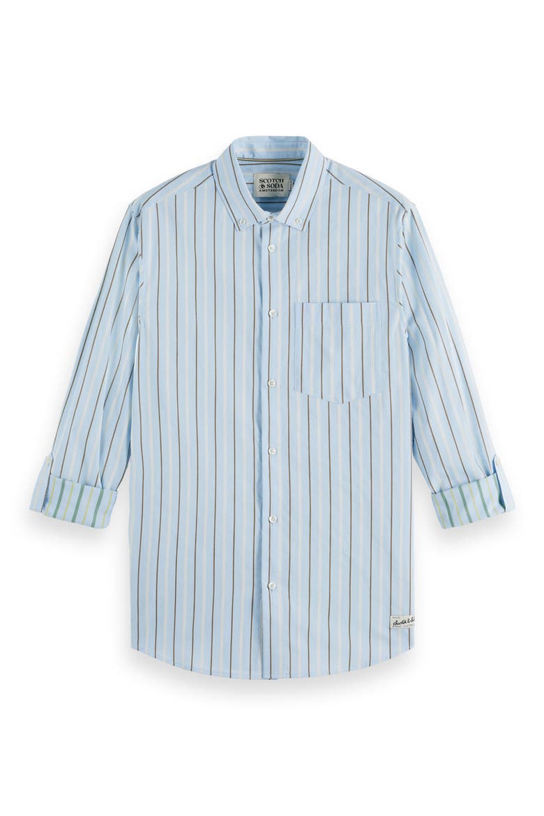 Regular Fit Stripe Cotton Dobby Button-Down Shirt, Alternate, color, SPRING BLUE PINSTRIPE