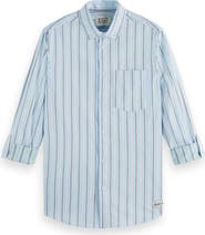 Scotch & Soda Regular Fit Stripe Cotton Dobby Button-Down Shirt