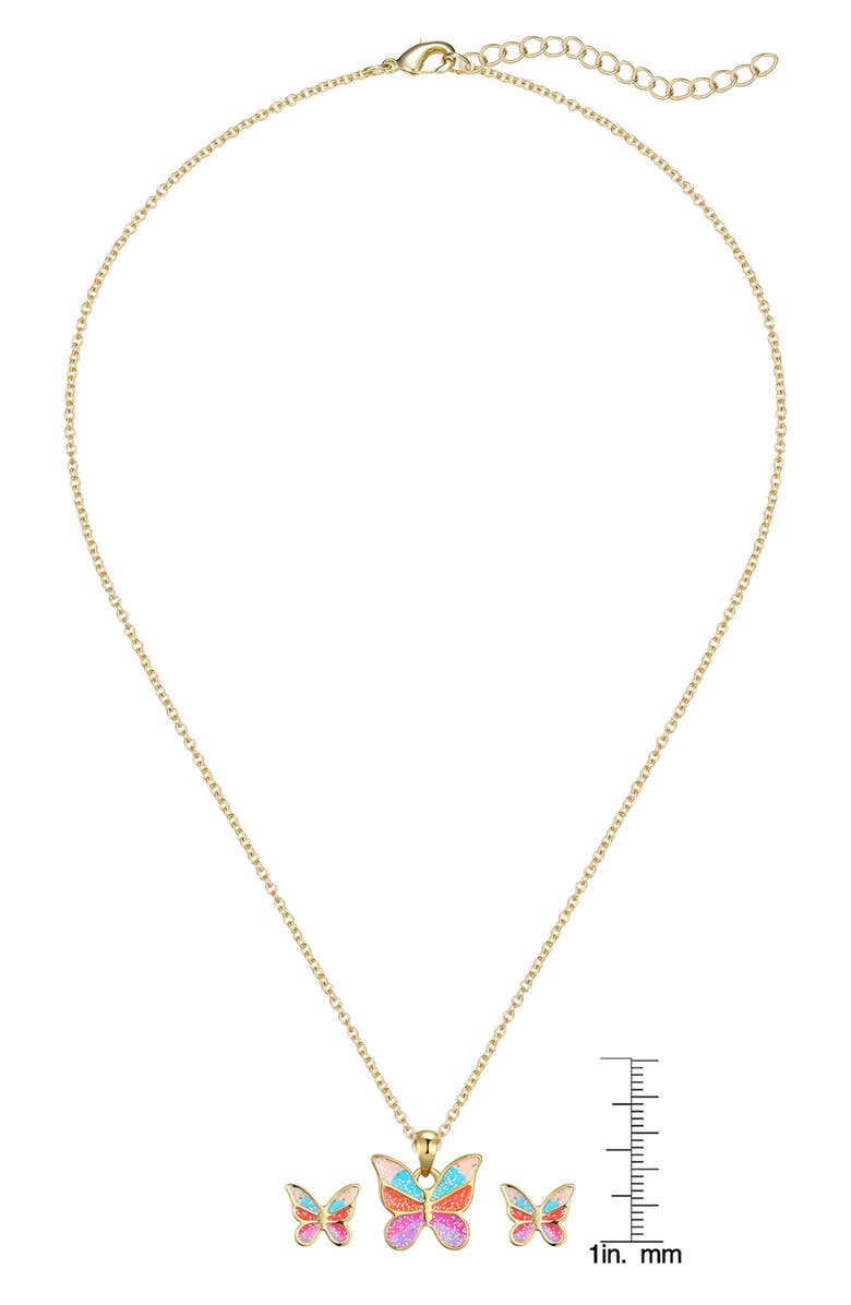 Lily Nily Kids' Glitter Butterfly Necklace & Stud Earrings Set, Alternate, color, Gold