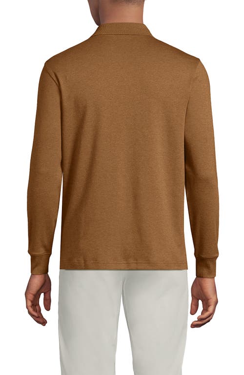 Lands' End Long Sleeve Cotton Supima Polo Shirt With Pocket In Brown