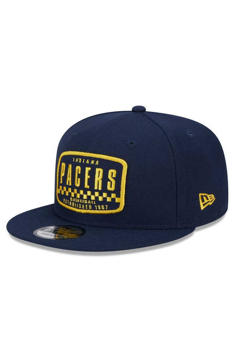 New Era Men's New Era Navy Indiana Pacers Rally Drive Finish Line Patch 9FIFTY Snapback Hat, Alternate, color,