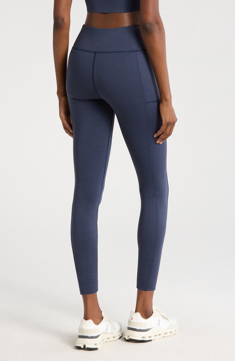 TravisMathew Moveknit Bonded Pocket Leggings, Alternate, color, Heather Navy Blazer