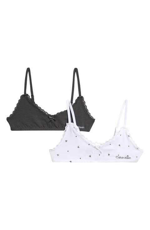 Kids' 2-Pack Lace Trim Cotton Bralettes