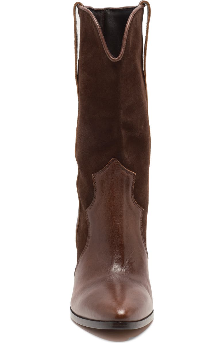 Free People Taper Heel Western Boot, Alternate, color, Chocolate Suede/ Lear