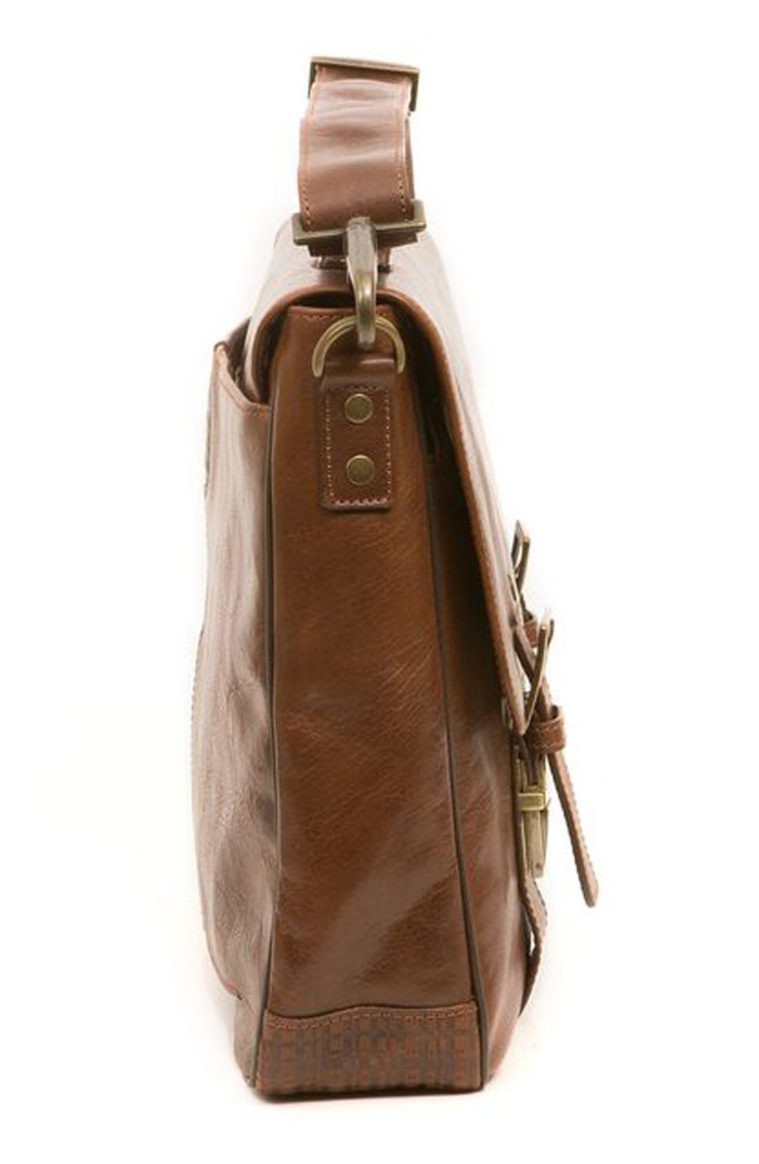 'Becker' Leather Messenger Bag, Alternate, color, WHISKEY W/ KHAKI