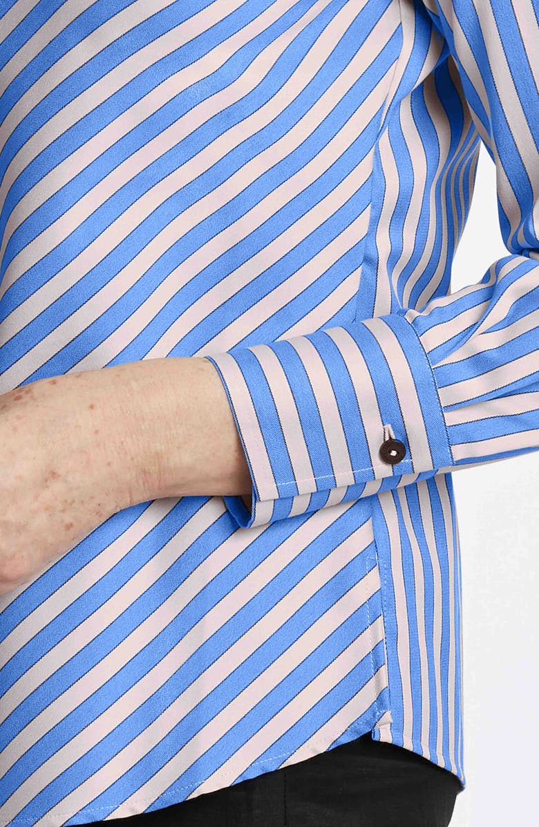 Foxcroft Mary Stripe Stretch Button-Up Shirt, Alternate, color, Cobalt Blue/ Neutral