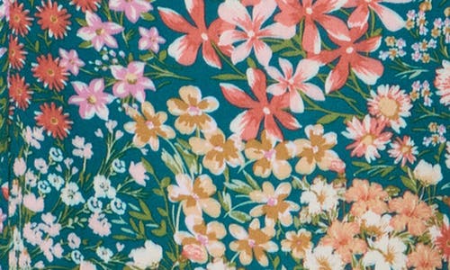 Renee C Floral V-neck Long Sleeve Top In Multi