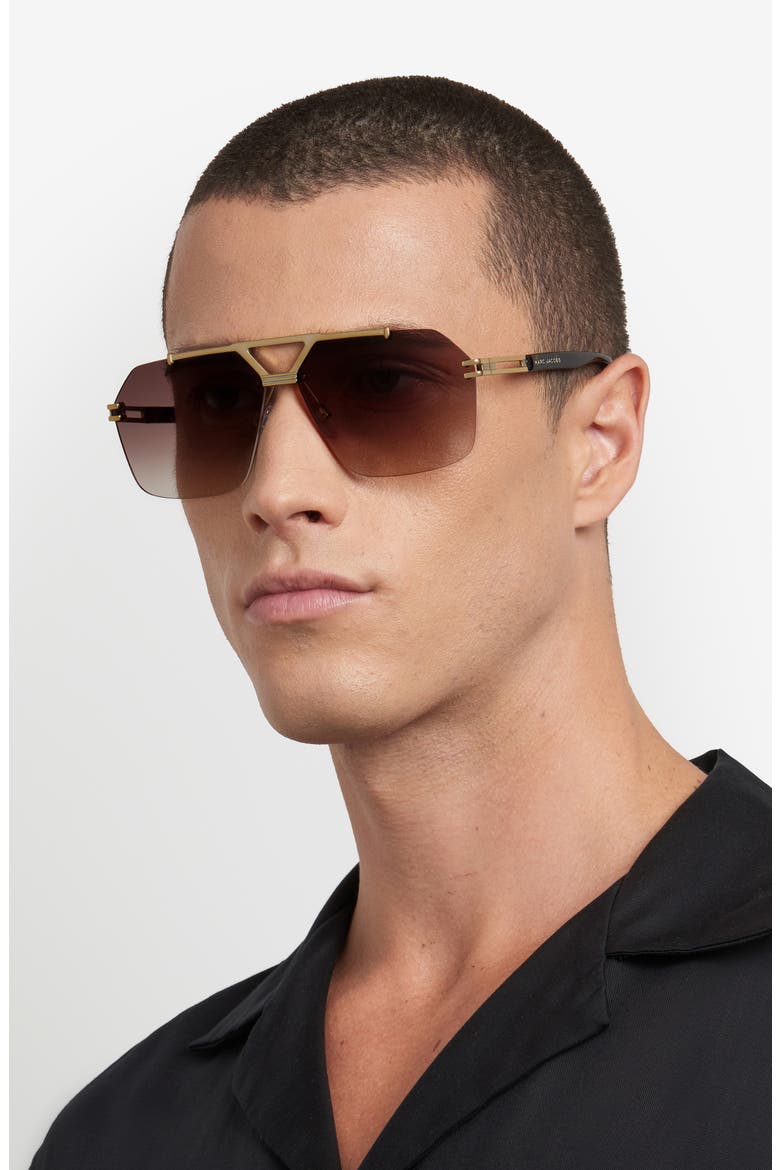 63mm Oversize Gradient Geometric Square Sunglasses, Alternate, color, GOLD HAVANA