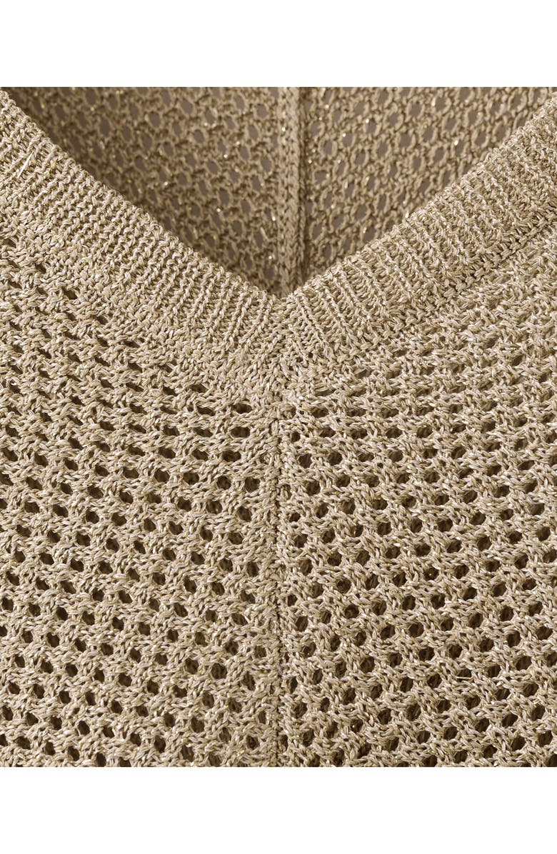 MANGO Metallic V-Neck Long Sleeve Knit Top, Alternate, color, 