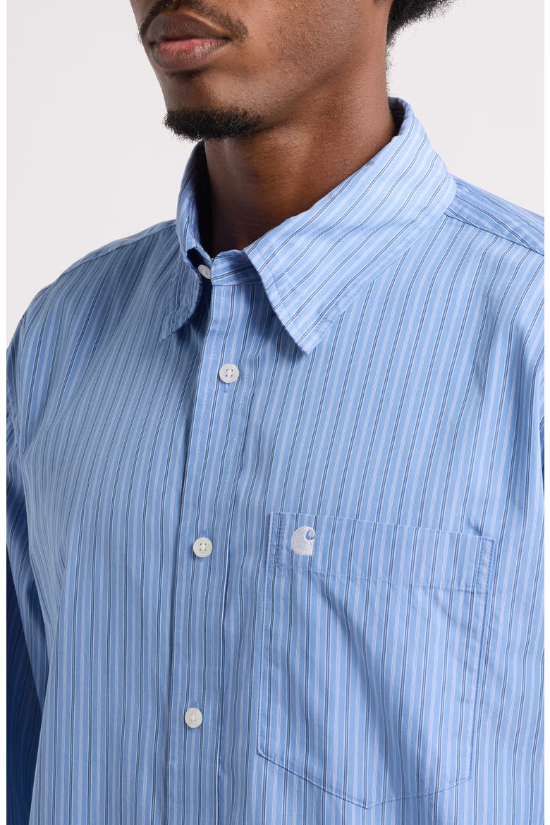 Keene Stripe Cotton Poplin Button-Up Shirt, Alternate, color, KEENE STRIPE, CURACAO