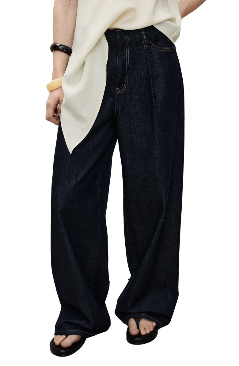 MANGO Topstitch Wide Leg Jeans, Main, color, 