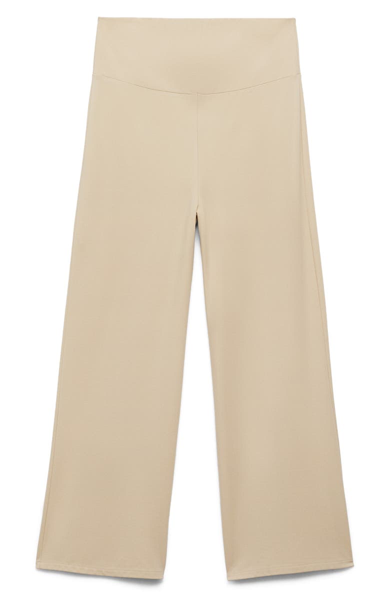 MANGO Fine Knit Wide Leg Maternity Pants, Alternate, color, Sand