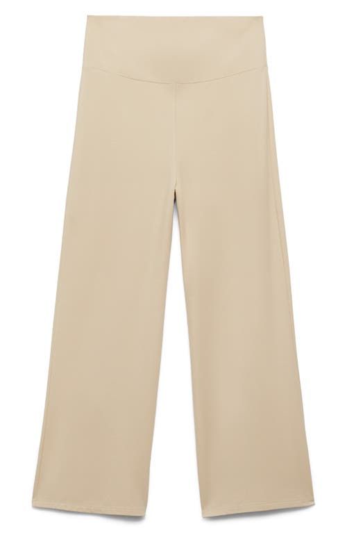 Mango Fine Knit Wide Leg Maternity Pants In Sand