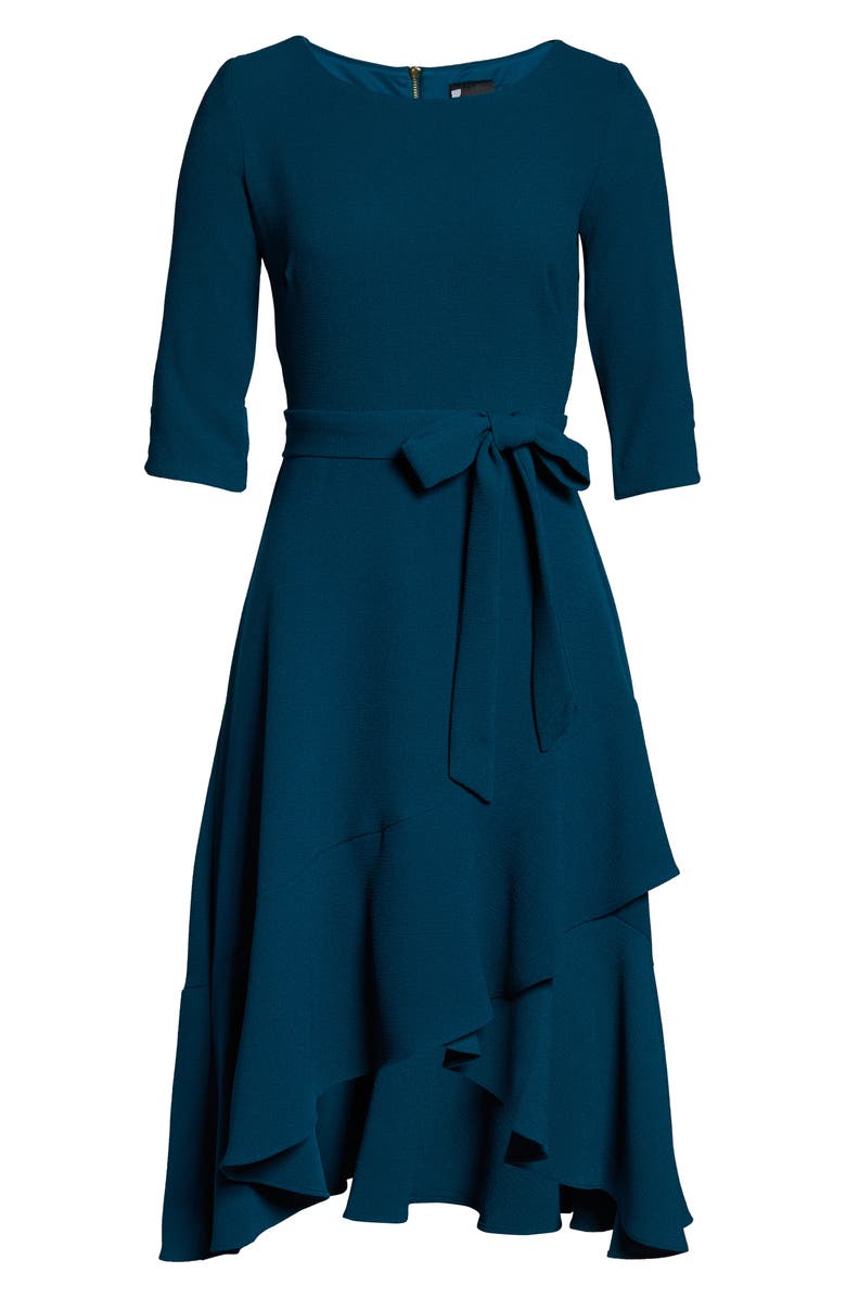 Maison Tara Ruffle Hem High/Low Crepe Dress, Alternate, color, 