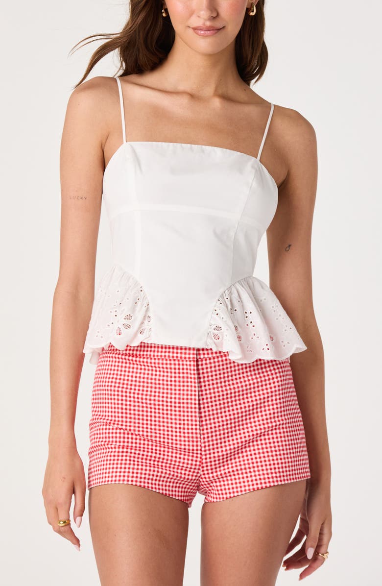 ASTR the Label Valerie Gingham Stretch Cotton Micro Shorts, Alternate, color, Red Gingham