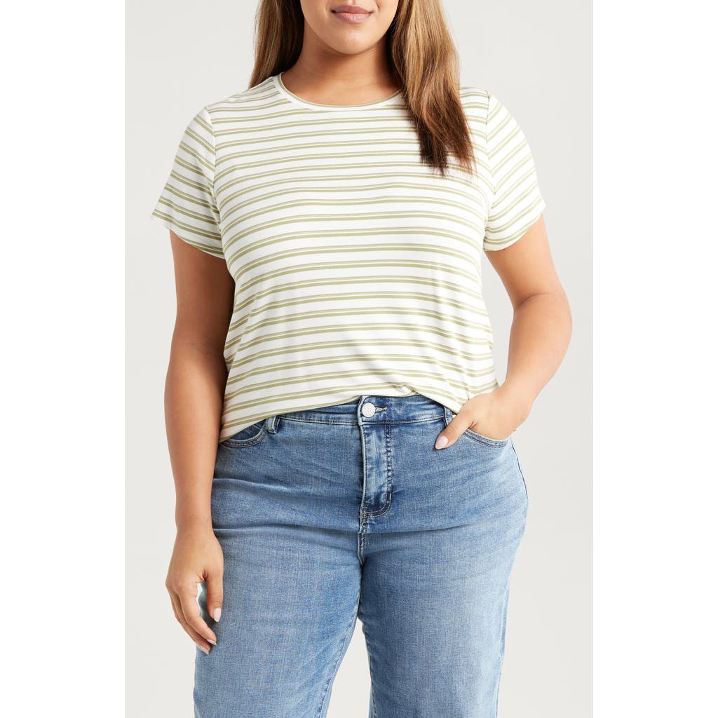 Liverpool Los Angeles Slim Fit Crewneck T-shirt In Whipped Cream Lotus