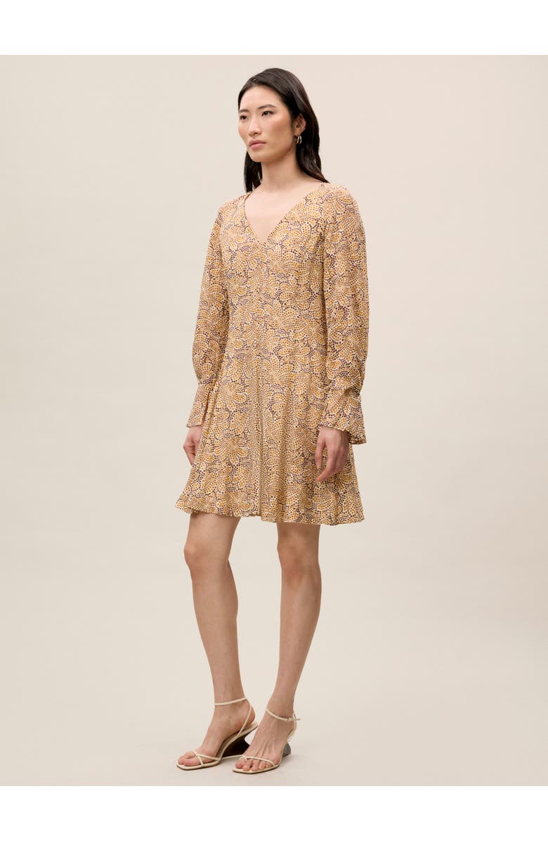 Rebecca Taylor Silk Burnout Check Godet Dress, Alternate, color, Speckled Fleur