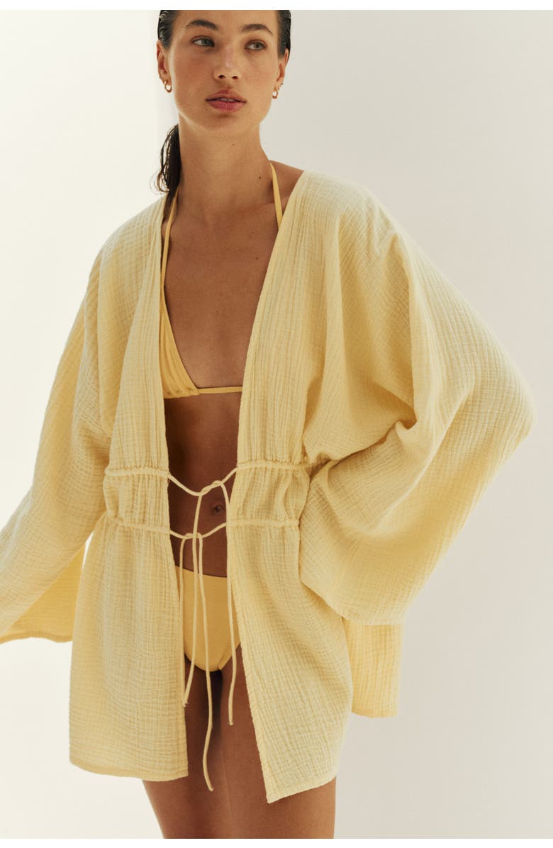 H&M Cotton Muslin Beach Kaftan, Alternate, color, Yellow