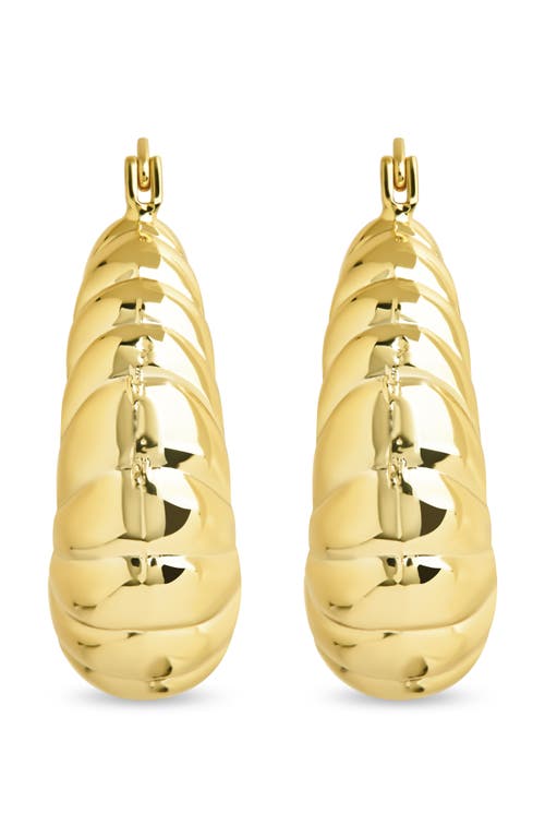 Sterling Forever Caroline Textured Hoop Earrings In Gold