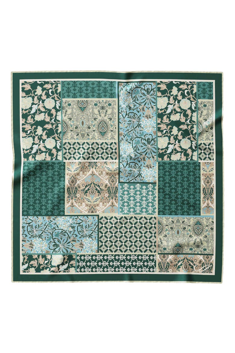 Napoli - Hand Rolled Silk Neckerchief for Men, Main, color, Green and Blue