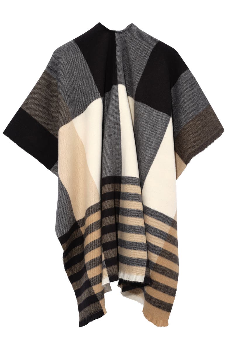 Echo Gramercy Plaid Ruana, Alternate, color, Black