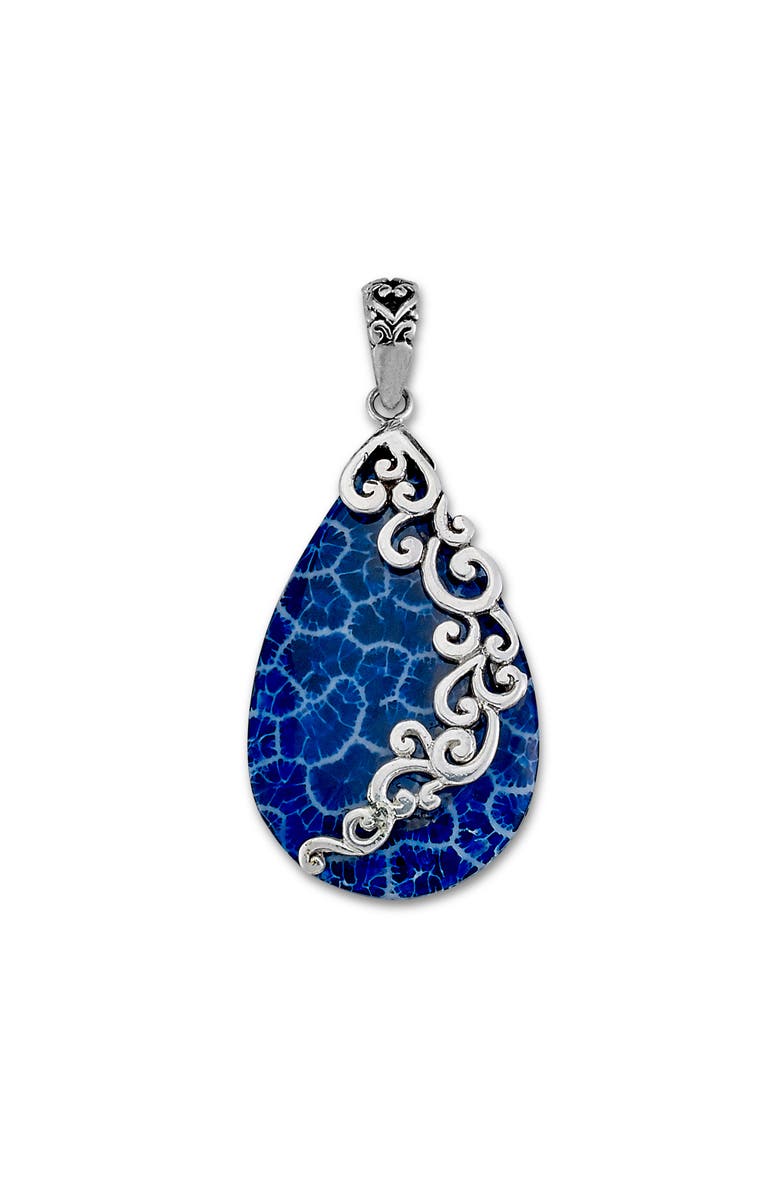 SAMUEL B. Blue Fossil Coral Pendant, Main, color, Silver/ Blue Coral